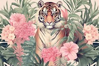 Tiger flower wildlife pattern. AI generated Image by rawpixel.