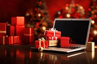 Christmas holiday laptop computer table. AI generated Image by rawpixel.