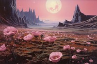Flowers field on mars landscape outdoors nature. AI generated Image by rawpixel.