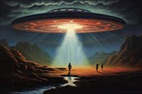 UFO abduction a people sky transportation illuminated. AI generated Image by rawpixel.