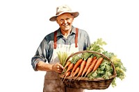 Farmer holding a basket of carrots vegetable adult plant. AI generated Image by rawpixel.