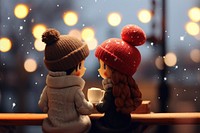 Christmas snow togetherness illuminated. AI generated Image by rawpixel.