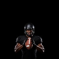 American Football Player football portrait helmet. 