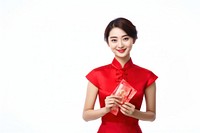 Chinese new year holding smile dress. AI generated Image by rawpixel.