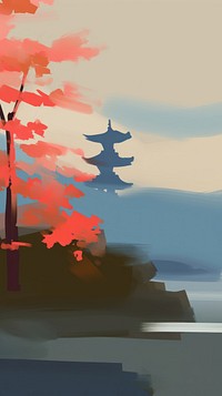 Japan outdoors painting plant. AI generated Image by rawpixel.