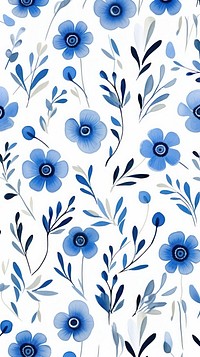 Blue flower pattern backgrounds white. AI generated Image by rawpixel.