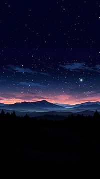 Midnight sky landscape outdoors horizon