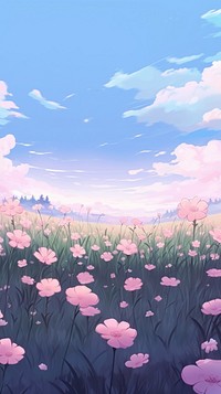 Flower field backgrounds landscape outdoors. AI generated Image by rawpixel.