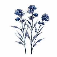 Blue flowers drawing sketch plant. AI generated Image by rawpixel.