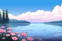 Water lily landscape lake outdoors. AI generated Image by rawpixel.