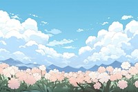 White flower field sky backgrounds landscape. AI generated Image by rawpixel.