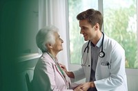 Young male doctor listen to stethoscope hospital patient female. AI generated Image by rawpixel.