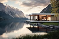 House lake architecture landscape. AI generated Image by rawpixel.