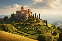 Italian mansion architecture building outdoors. AI generated Image by rawpixel.