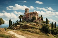 Italian mansion architecture landscape building. AI generated Image by rawpixel.