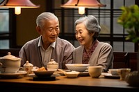 Japanese elder couple adult meal food. AI generated Image by rawpixel.