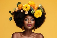 Happy black woman portrait flower plant. AI generated Image by rawpixel.