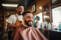 Barbershop smiling haircut adult. AI generated Image by rawpixel.
