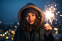 Christmas celebrations fireworks portrait holding. AI generated Image by rawpixel.