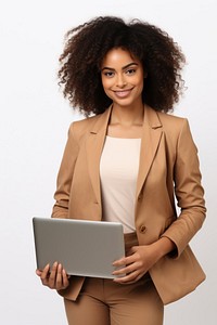 Young black business woman laptop computer portrait. AI generated Image by rawpixel.