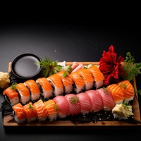 Sushi seafood table rice. AI generated Image by rawpixel.