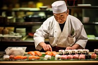 Japanese chef sushi adult. AI generated Image by rawpixel.