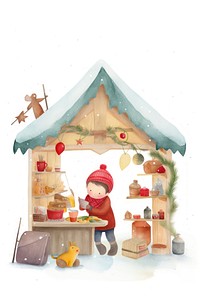 Winter christmas market drawing white background confectionery. AI generated Image by rawpixel.