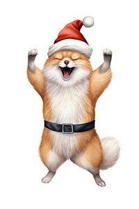 Chubby fox dancing christmas mammal animal. AI generated Image by rawpixel.