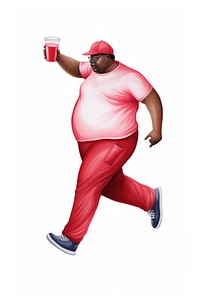 Chubby blackman dancing adult red cup. AI generated Image by rawpixel.
