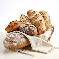 Fresh homemade breads loaves food bun white background. AI generated Image by rawpixel.