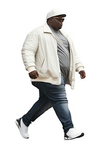 Young American African chubby man walking footwear adult. AI generated Image by rawpixel.