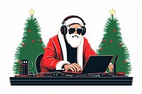 DJ Santa Claus djing headphones christmas computer. AI generated Image by rawpixel.