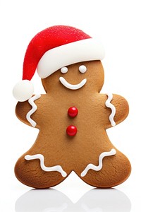 Gingerbread man wearing santa hat cookie christmas food. AI generated Image by rawpixel.