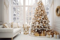 Christmas decoration white gold. AI generated Image by rawpixel.