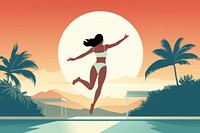 Jumping outdoors summer beach. AI generated Image by rawpixel.