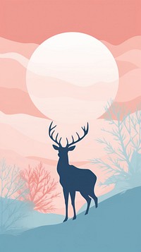 Reindeer animal mammal silhouette. AI generated Image by rawpixel.