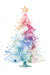 Whimsical cute pastel gradient colorful christmas tree ornament white white background. AI generated Image by rawpixel.