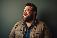 Plus size man portrait glasses smiling. AI generated Image by rawpixel.