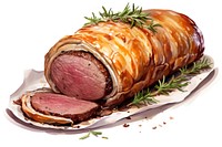 Christmas beef wellington meat food white background. AI generated Image by rawpixel.