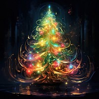 Glowy christmas tree illuminated celebration creativity. AI generated Image by rawpixel.