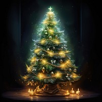 Illuminated christmas tree plant anticipation celebration. AI generated Image by rawpixel.