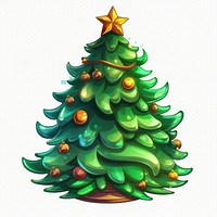 PNG Cartoon christmas tree plant illuminated celebration. AI generated Image by rawpixel.