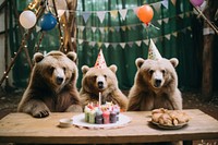 Bear birthday party mammal animal fun. AI generated Image by rawpixel.