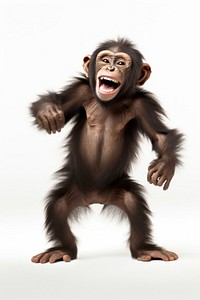 Happy smiling chimpanzee dancing wildlife monkey mammal. AI generated Image by rawpixel.