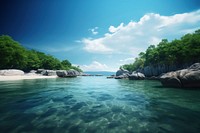 Island sea landscape outdoors nature summer. AI generated Image by rawpixel.