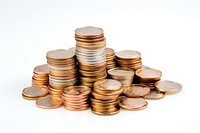 Money coins white background arrangement investment. AI generated Image by rawpixel.