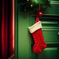 Red sock christmas gift door.