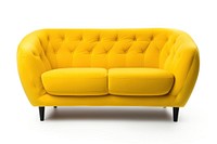 Yellow loveseat sofa furniture white background comfortable. 