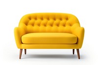 Yellow loveseat sofa furniture armchair white background. AI generated Image by rawpixel.