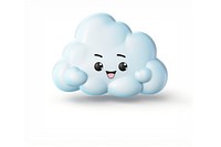 Cloud emoji icon white white background anthropomorphic. AI generated Image by rawpixel.